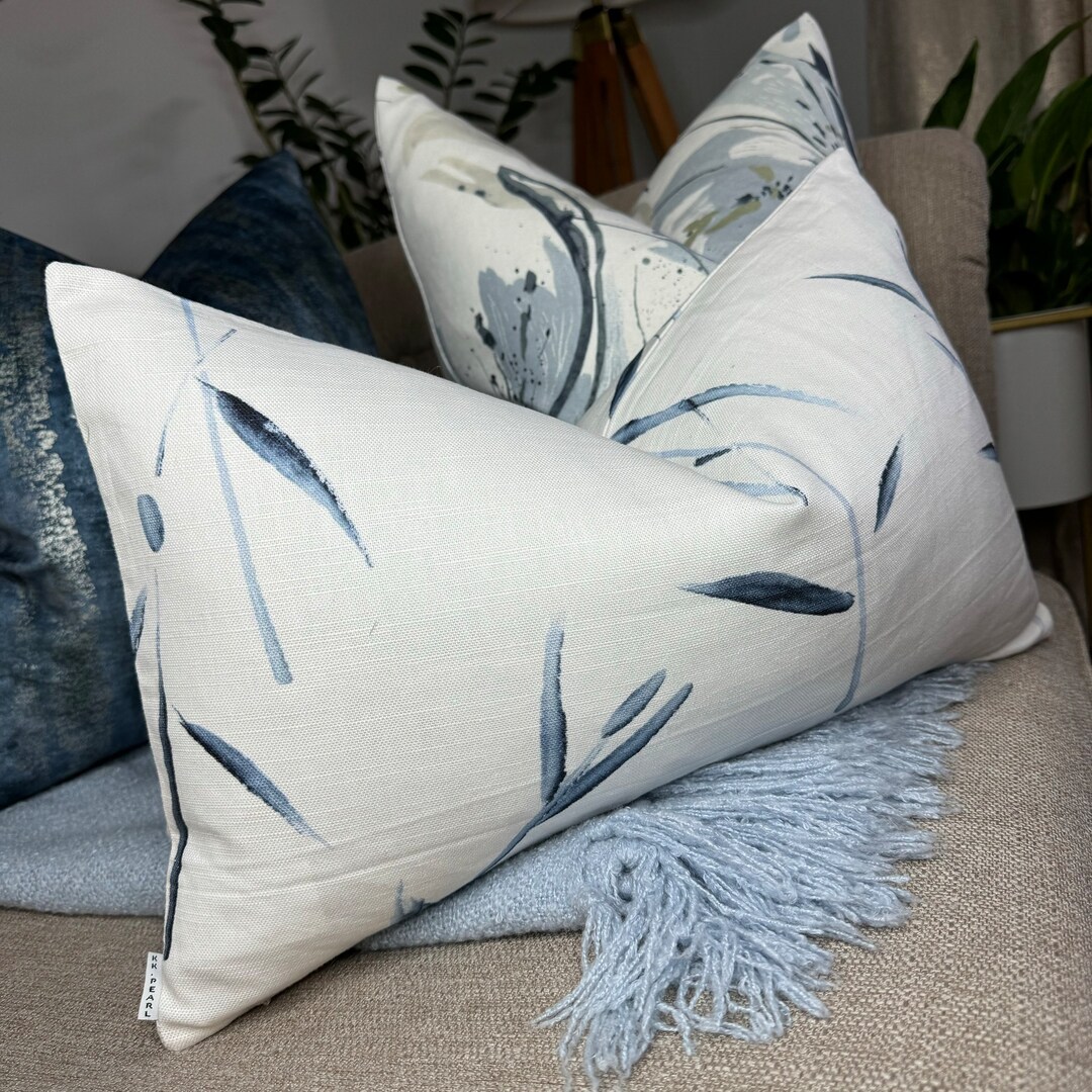 Leaf Trial Cushion Cover, Blue Navy White Pillow Cover, John Lewis