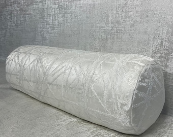Naomi IVORY Luxury Cushion Bolster 16" x 6", Duck Feather Cushion Included , Luxury Bedding, Neutral Decor