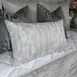 Silver Cushion Cover, Luxury Silver Pillow Cover, Handmade Throw Cover, Laura Ashley Whinfell Fabric, Double Sided, Made in UK