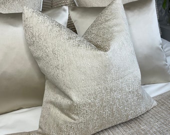 Blake Luxury Textured Cushion Cover, Pillow Cover, Throw Pillow Champagne Cream  Designer Fabric High Quality , Bed Set Sofa Set Home Decor