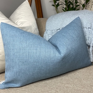 Beautiful Blue Cushion Cover, John Lewis & Partners Fabric - Cotton Blend Cushion Pillow Cover, 12&quot; x 20&quot;  Double Sided BLUE Handmade In UK