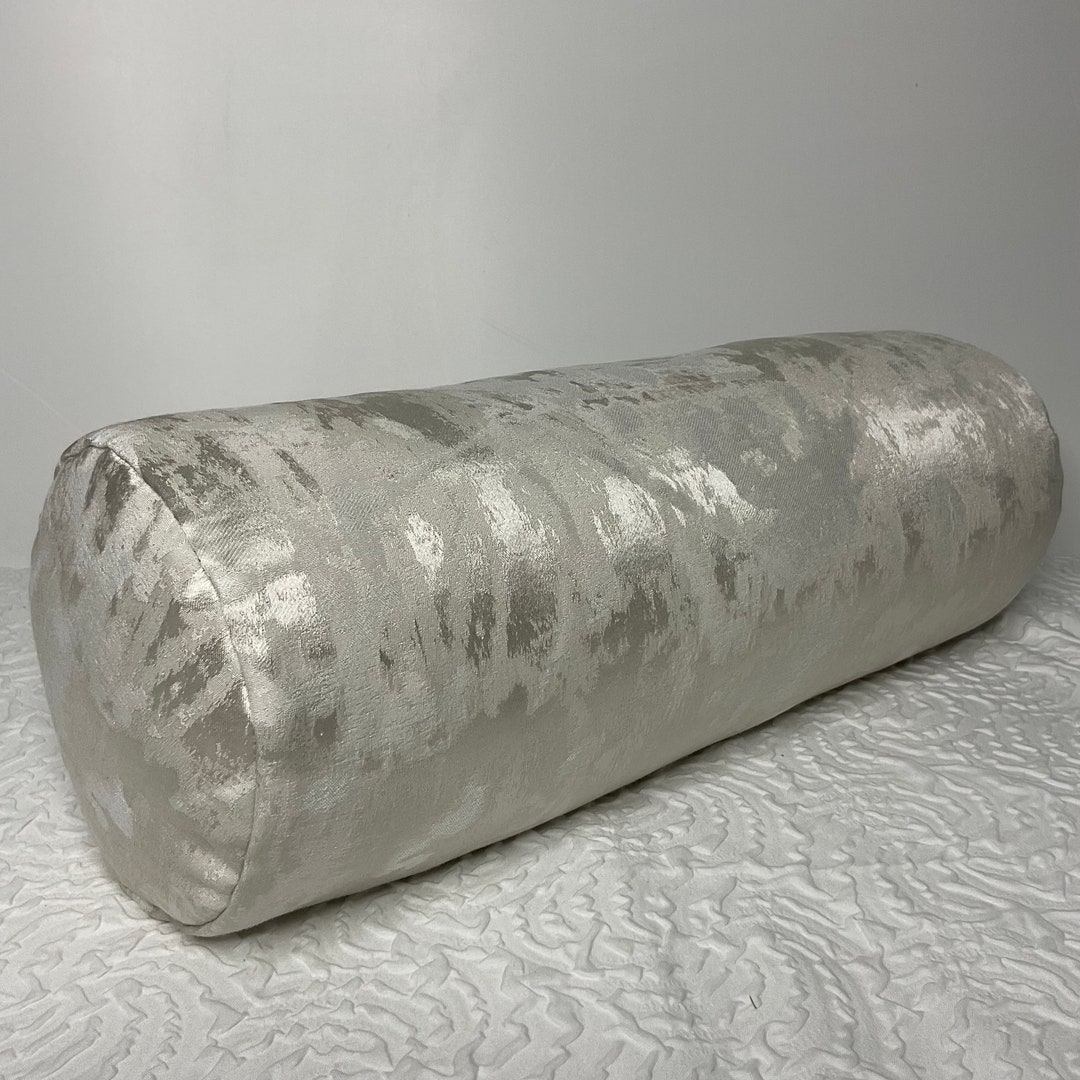 100 Duck Feather Bolster Cylinder Cushion 16 X 6 Champagne Metallic