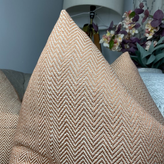 オレンジヘリンボーンクッションカバー - ファームハウススタイル