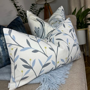 John Lewis & Partners BELLA Fabric - Floral Cushion Cover, Throw Pillow Blue - White / Contemporary Home / Blue Interior