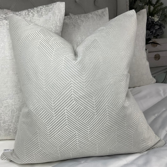 John Lewis Partners Esher Fabric Geometric Cushion Pillow Cover Textured Silver Grey Luxury Designer Fabric High Quality Handmade Etsy