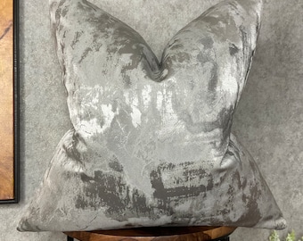 Luxury Pillow Cover, Metallic Grey Cushion Cover, Clarke and Clarke TESSERE Pewter Throw Pillow Cover, Sofa Pillow, Bed Pillow Cover - Insta
