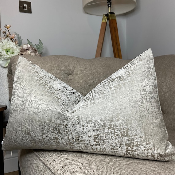 12 X20 Amelie Luxury Cushion Cover Natural Taupe Silver Shimmer