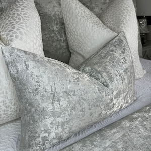 Fodera per cuscino argentata di lusso, moderna fodera per cuscino da camera da letto grigia di lusso, cuscino rettangolare, cuscino lombare decorativo argentato VENUS