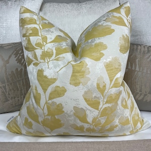 Country Home Decor Cushion Cover, Pillow , Throw Pillow, Yellow Leaf Trail Ashley Wilde Fabric, Double Sided  Made in UK -Worldwide Shipping