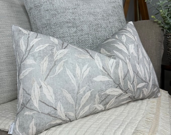 Sanderson Fabric, Leaf Trail - Osier Linen Silver Grey Cushion Cover, Pillow Cover, Double Sided, Made in UK, Home Decor / Countryside Home
