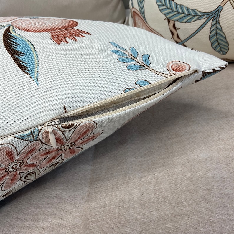 Linen SCHUMACHER Campagne Peacock & Rouge - French Floral Design ...