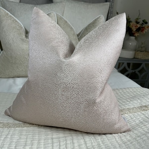 Pink Cushion Cover, Luxury Pillow Cover, Pink - Beige Textured Design, Designer Fabric - Modern Cushion Cover, Size 18&quot; Pink Home Decor
