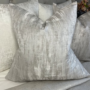 Soft Textured Luxury Cushion Cover,  Decorative Pillow For Sofa - Bed / Silver - Grey , Prestigious Textiles Designer Fabric, Double Sided