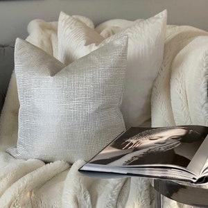Ashley Wilde Fabric, Luxurious Cushion Cover, Silver -  Textured Designer Fabric - Scatter Sofa Pillow - Sofa, Bed Cushion Cover