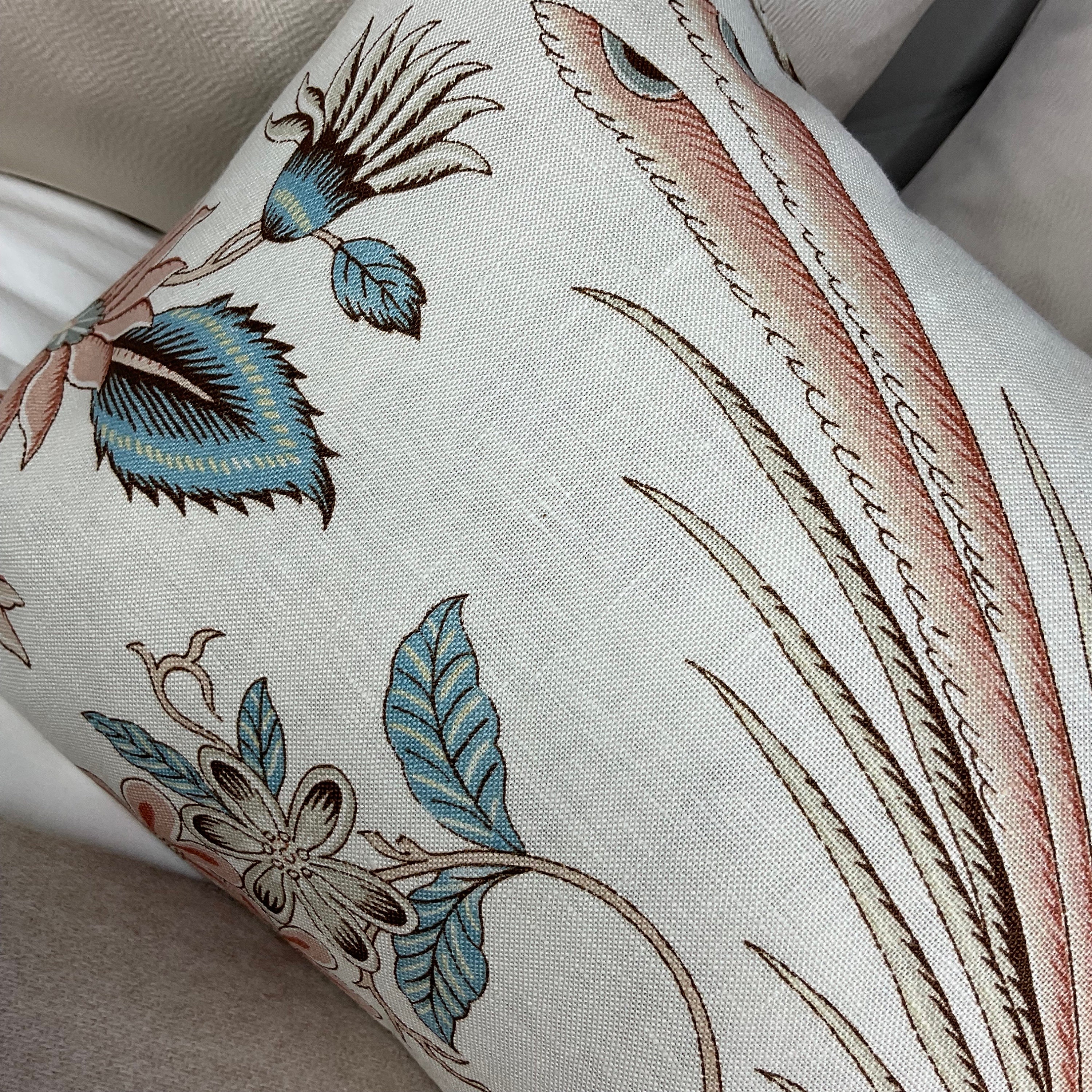 Linen SCHUMACHER Campagne Peacock & Rouge - French Floral Design ...