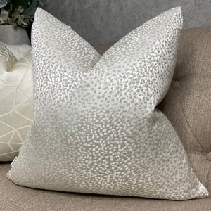 Luxury Cushion Pillow Cover ARIA Studio G  Designer Fabric Grey Natural Ivory High Quality Handmade Double Sided Made in UK