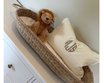 Monogram Custom Cushion, Personalised Name Cushion, Initials Embroidered Bolster Cushion 12" x 20" - Piping , High Quality Made in UK - GIFT