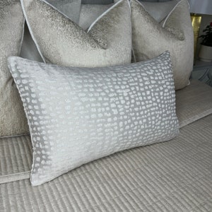 Champagne Cushion Cover - Champagne Silver Shim Pillow Cover Luxury Pillow Cover - ESTRADAPO PORCELAIN Ashley Wilde-Rectangle Size 12&quot; x 20&quot;