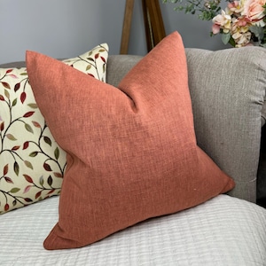 Cotton Blend Orange Cushion Cover, Pillow Cover For Sofa, Chair - Decorative Scatter Pillow Cover, John Lewis Fabric, Double Sided