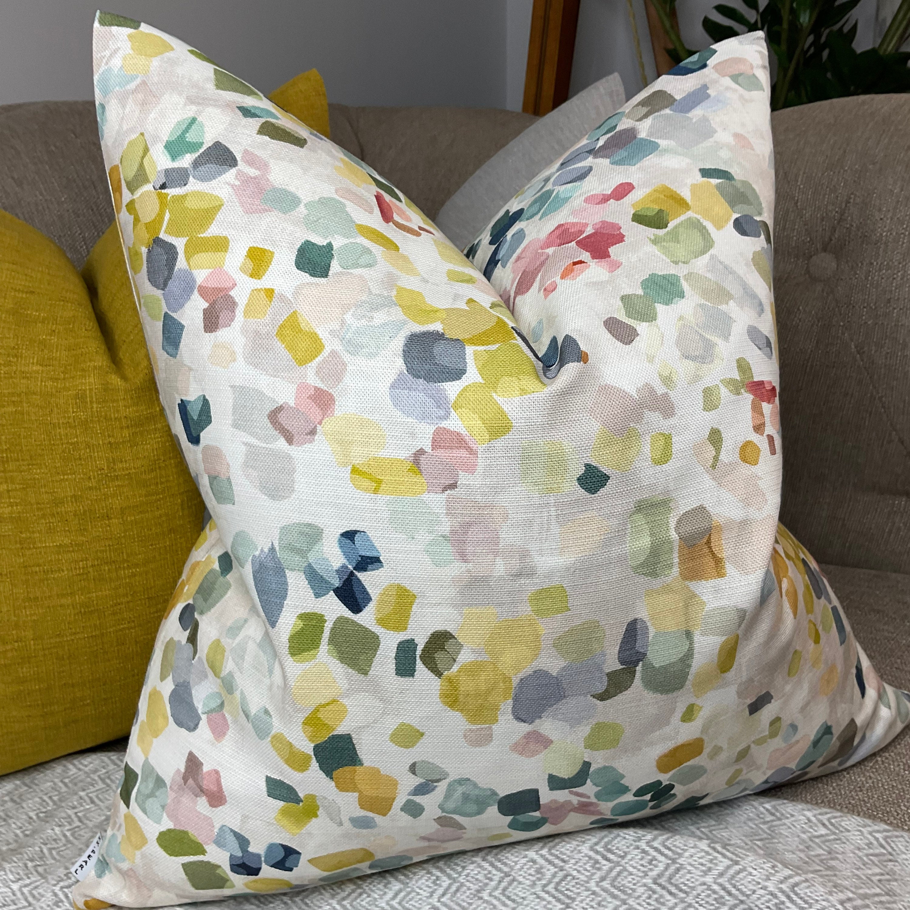John Lewis & Partners Dapple Fabric Multicoloured- Abstract Cushion Cover, Decorative Pillow For Sofa Bed Pillow , Double Sided , Made in UK
