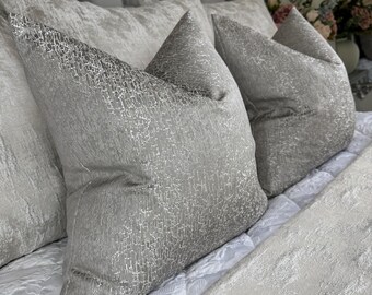 Handmade Luxury Cushion Cover with Grey Textured Design, Decorative Designer Pillow Cover Blake Grey, Modern Sofa Bed Cushion Cover All size