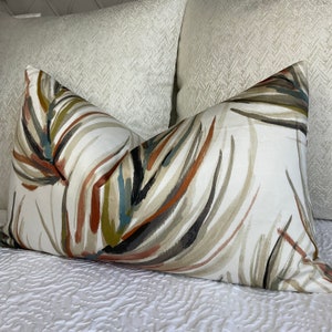 Throw Pillow Cover, Decorative Handmade Cushion Case for Sofa Couch Bedroom, Home Decor, Leaf Design - Alvaro Harlequin Fabric, 12&quot; x 20&quot;