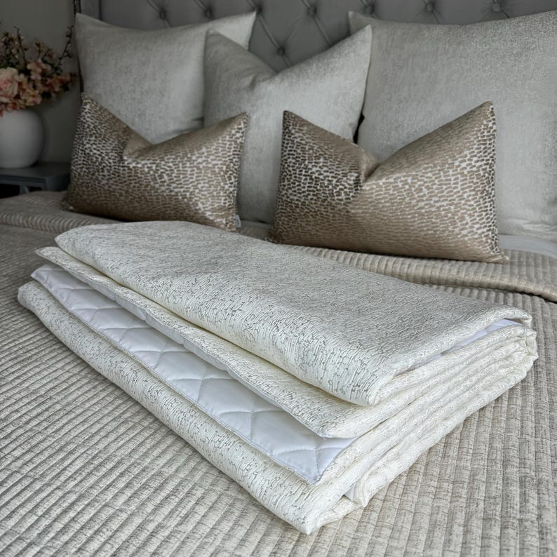 Luxury Bed Runner, Ivory Bed Scarf Throw Double, King Size, Super King