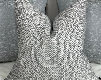 Sanderson Linden Cushion Cover, Decorative Pillow 20" x 20" - Geometric Design, Blue Grey  , Sofa Pillow Throw
