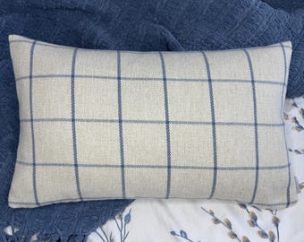 Tartan Highland Check Cushion Cover – Grey Blue Scottish Plaid Pillow, Timeless Modern Cosy Sofa Bed Pillow Case , UK Handmade