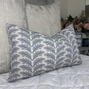 Decorative willow blue cushion cover 12&quot; x20&quot;, modern pillow cover, leaf design throw pillow, blue home, designer fabric, worldwide shipping