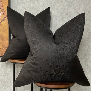 Black Pillow Cover, Black Decorative Pillow , Black Cushion Cover, Ashley Wilde BLEAN Fabric, Textured Black Plain Double Sided All sizes