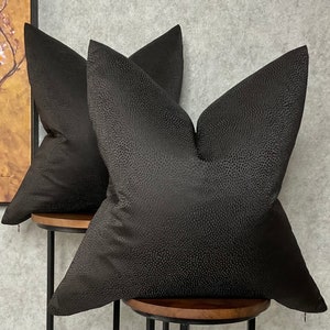 Black Pillow, Black Decorative Pillow , Black Cushion Cover, Ashley Wilde BLEAN Fabric , Textured Black Plain  - Double Sided All sizes !