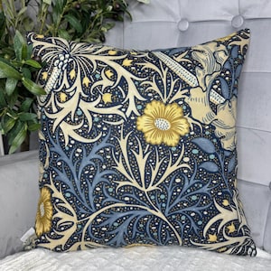 William Morris Fabric, Decorative Pillow - Cushion Cover For sofa, bed, window, chair, living room, designer victorian fabric - floral navy