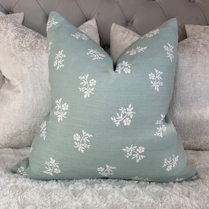 John Lewis & Partners Fabric Mireille Floral Duck Egg Cushion Cover, Pillow Cover , Throw Pillow  Made in UK / Worldwide Shipping