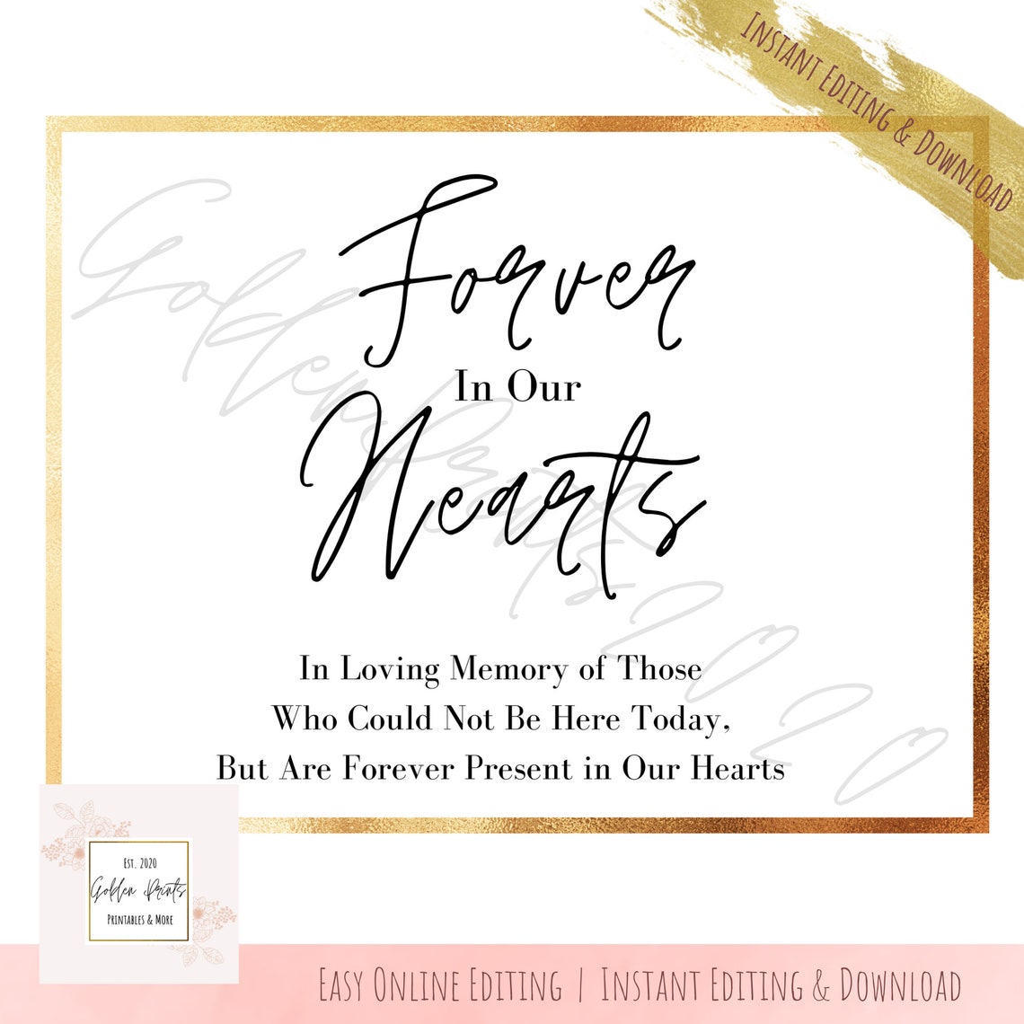 Forever In Our Hearts Printable Design INSTANT DOWNLOAD DIY | Etsy