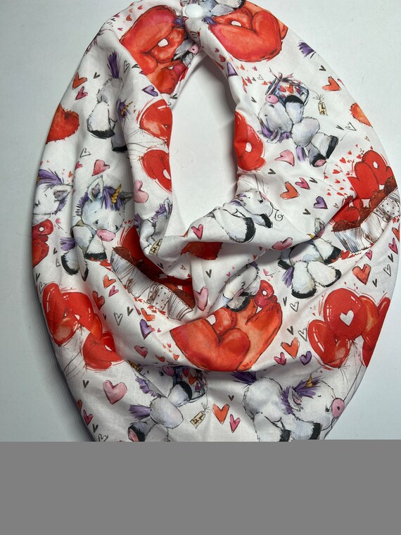 Adult Bandana Dribble Bib Special Needs Drool Protector Hearts