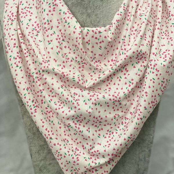 Adult Bandana Dribble Bib Special Needs Drool Protector - Ditsy Pink Flowers