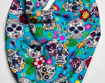 Pañuelo para adultos Babero Dribble Necesidad especial Dribble Pañuelo para el cuello Bufanda - TURQUESA Día de los Muertos