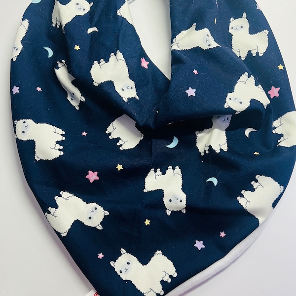 Bavoir bandana adulte Dribble Besoins spéciaux Drool Dribble Foulard Écharpe Marine avec lamas blancs