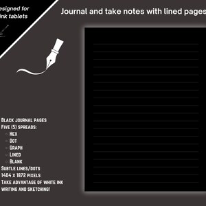 Journal or take note with lined pages. Subtle lines. 1404 x 1872 pixels. Take advantage of white ink writing and sketching on your e-ink tablets.