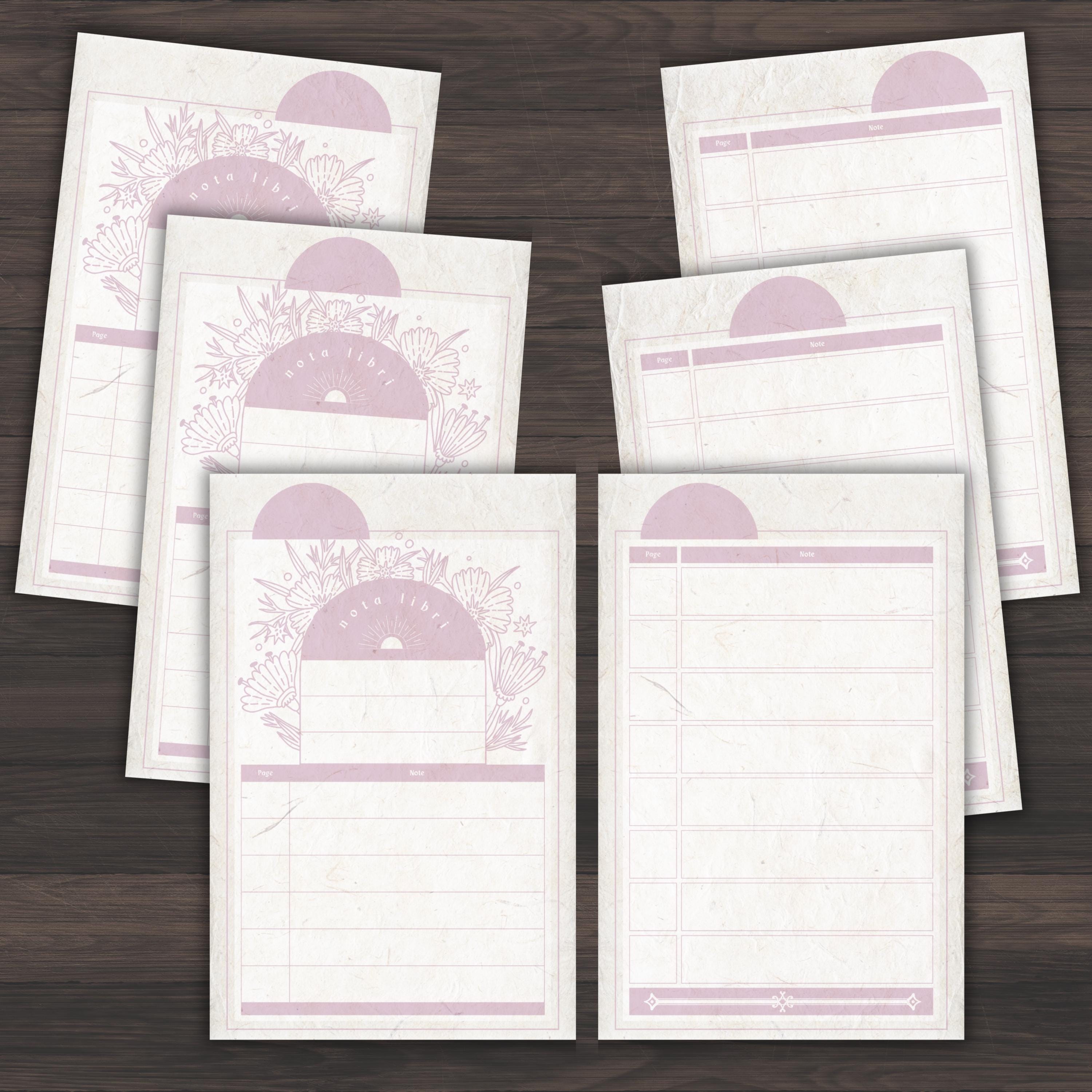 Floral Bookmark Notecard Printable, Annotation Tabs, Mother's Day Gift ...