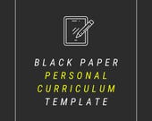 Black Paper Personal Curriculum (PDF) | Dark Mode Template for Tablets or e-Ink Devices