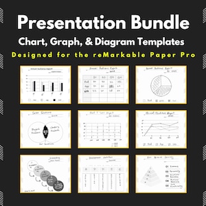 Graph-grafiek- en diagramsjablonen voor reMarkable Paper Pro, presentatiebundel voor gegevensvisualisaties, brainstormen en vergaderen