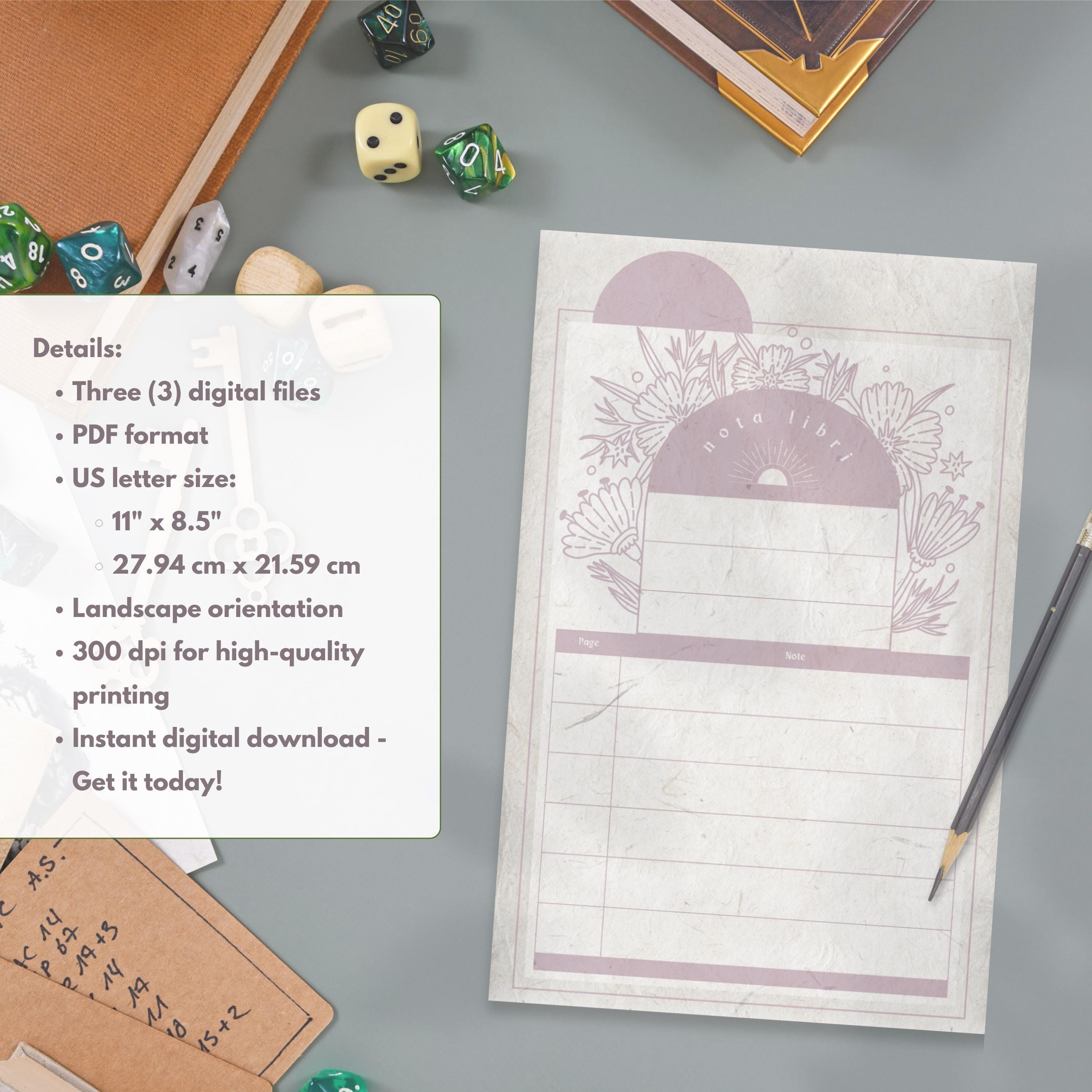 Floral Bookmark Notecard Printable, Annotation Tabs, Mother's Day Gift ...