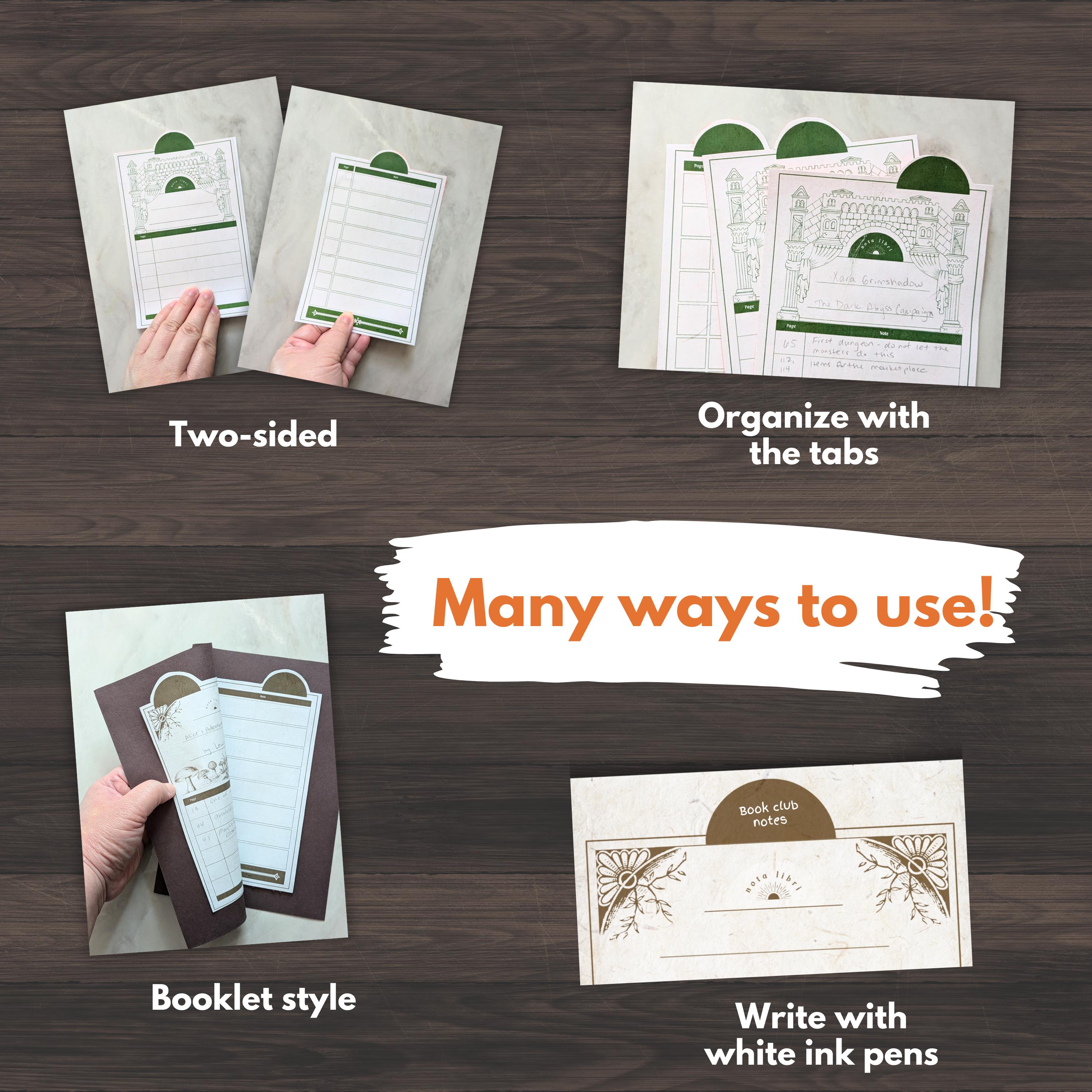 Note Card Bookmark Set of 15 Bookmark Notecards | Printable Book Cards for Note-taking ...