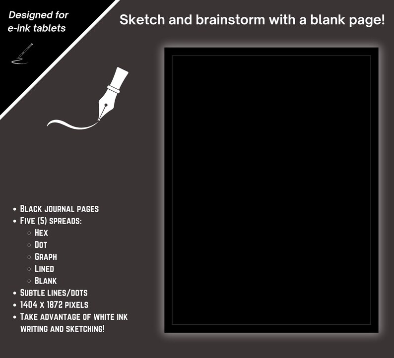 Blank page comes with a very subtle and thin border around the edge. 1404 x 1872 pixels. Take advantage of white ink writing and sketching on your e-ink tablets.