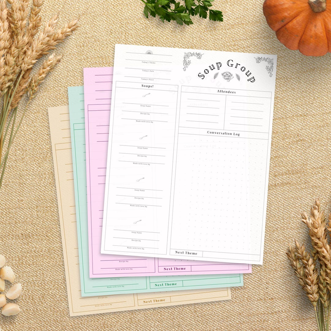 Soup Group Printable, Supper Club Notes, Discussion Template PDF ...