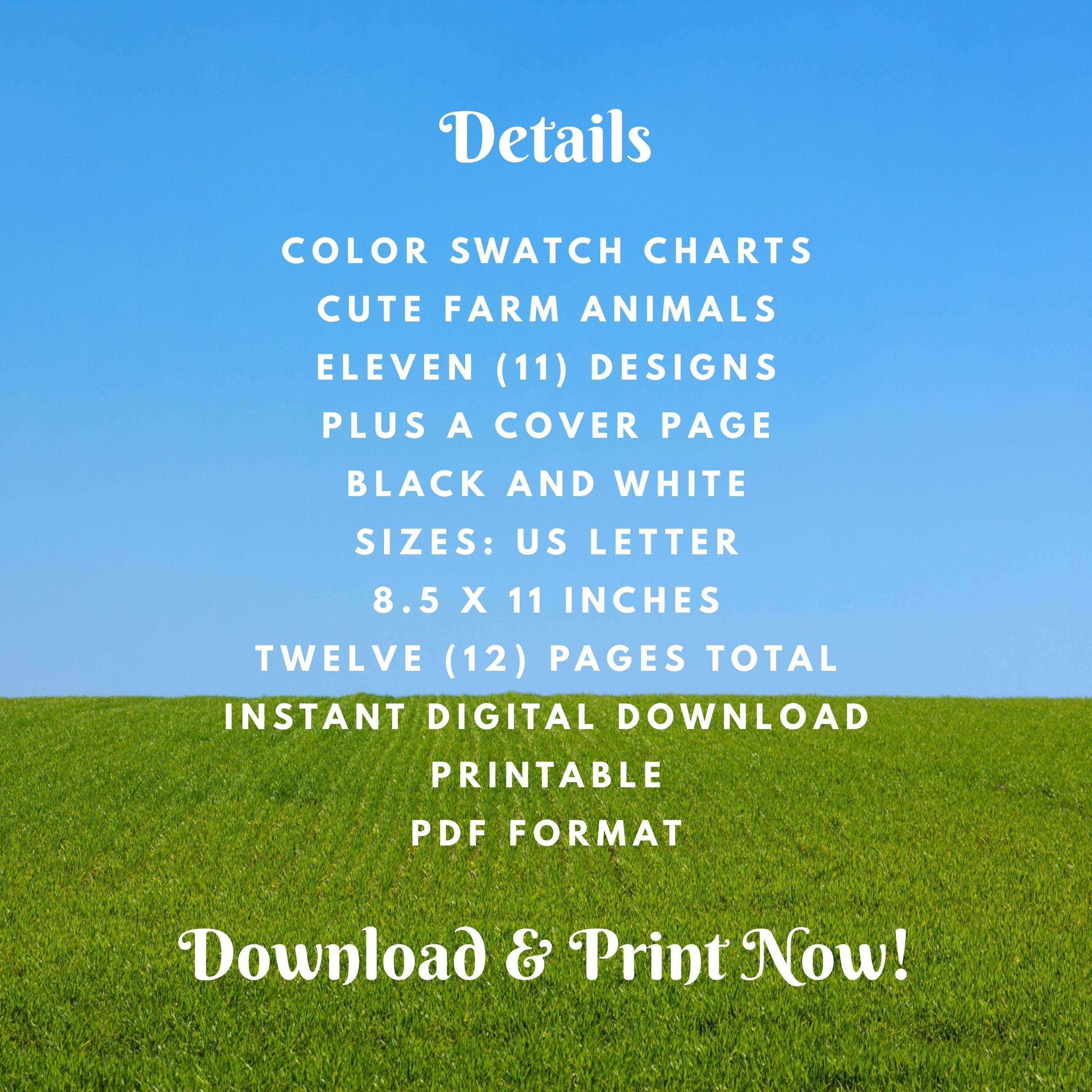 Color Swatch Pages With Cute Farm Animals for Marker and Pen Testing ...