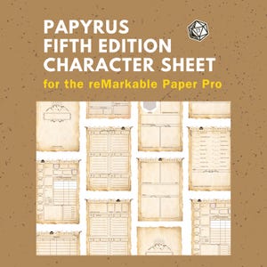 5e Character Sheet for reMarkable Paper Pro | Hyperlinked Notebook with an Old Paper Aesthetic