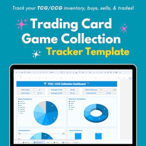 Seguimiento de juegos de cartas coleccionables, hoja de cálculo personalizada para juegos de cartas coleccionables, plantilla TCG CCG, administrador de transacciones de compra y venta, registro de inventario digital